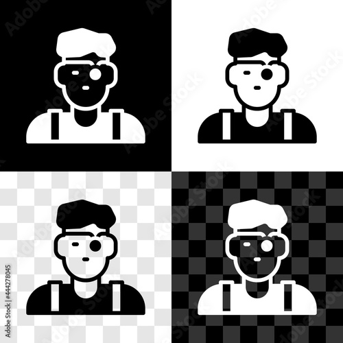 Set Jeweler man icon isolated on black and white, transparent background. Vector