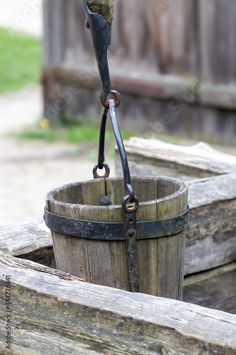 Traditional Water Bucket and Well in Latvia
