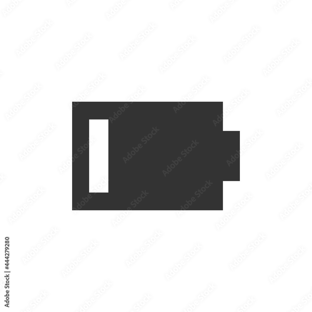 Low battery icon isolated on white background. Power symbol modern, simple, vector, icon for website design, mobile app, ui. Vector Illustration Low battery icon isolated on white background. Power symbol modern, simple, vector, icon for website design, mobile app, ui. Vector Illustration