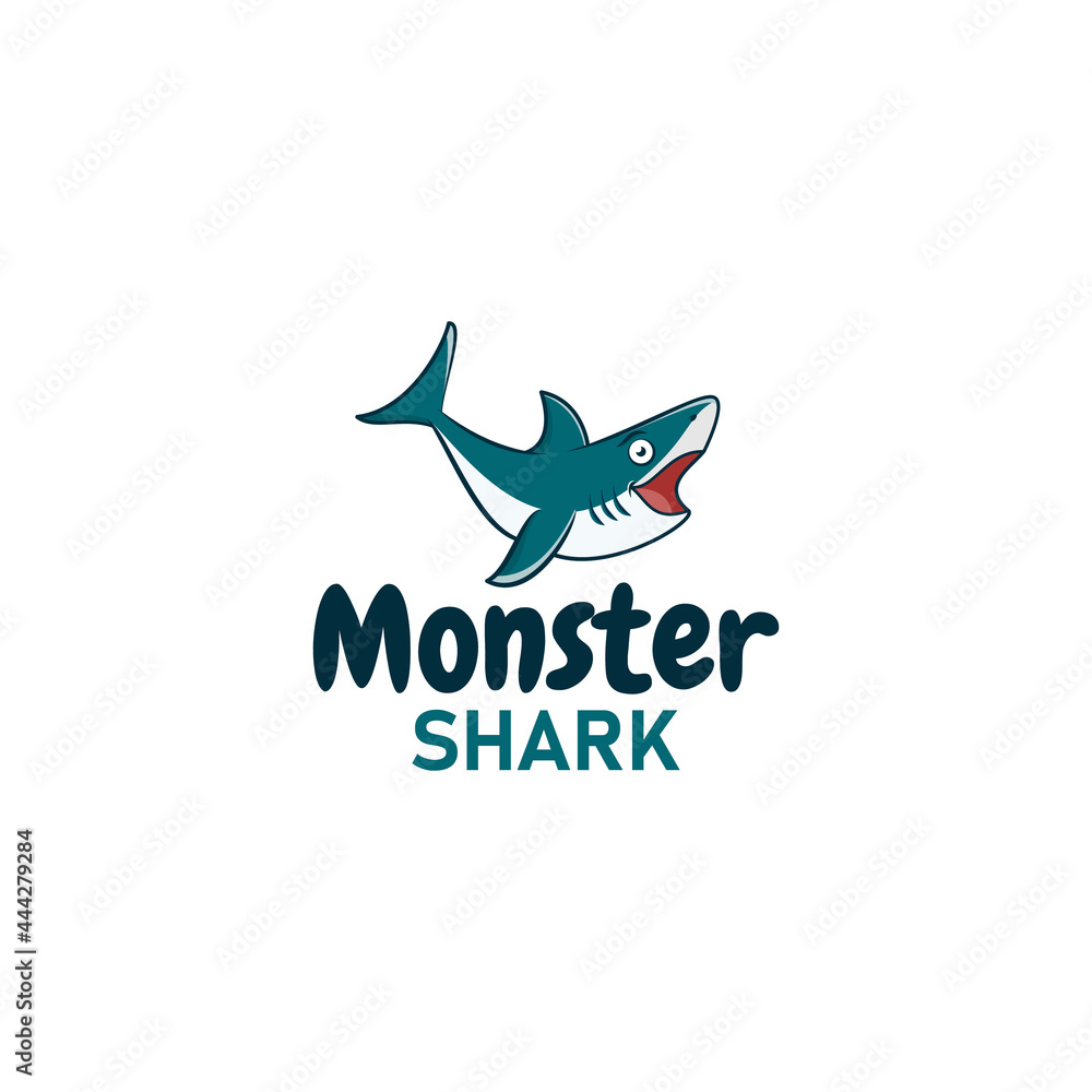 Cute baby shark jaws cartoon mascot character illustration Cute baby shark jaws cartoon mascot character illustration