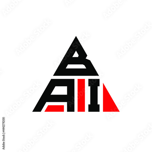 BAI triangle letter logo design with triangle shape. BAI triangle logo design monogram. BAI triangle vector logo template with red color. BAI triangular logo Simple, Elegant, and Luxurious Logo. BAI 
