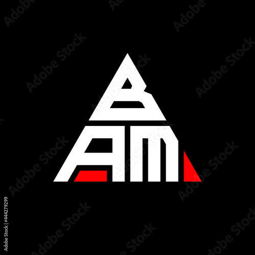 BAM triangle letter logo design with triangle shape. BAM triangle logo design monogram. BAM triangle vector logo template with red color. BAM triangular logo Simple, Elegant, and Luxurious Logo. BAM 