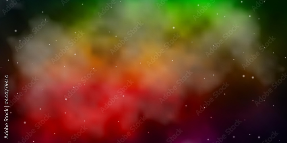 Dark Green, Red vector pattern with abstract stars.