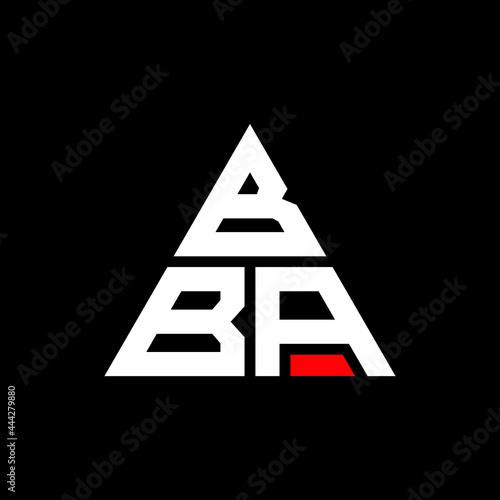 BBA triangle letter logo design with triangle shape. BBA triangle logo design monogram. BBA triangle vector logo template with red color. BBA triangular logo Simple, Elegant, and Luxurious Logo. BBA 