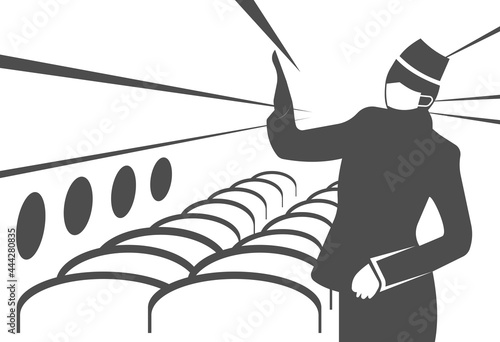 Vector image of a flight attendant in a protective mask.