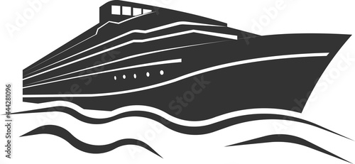Vector image of the liner. Circumnavigation of the world by sea.