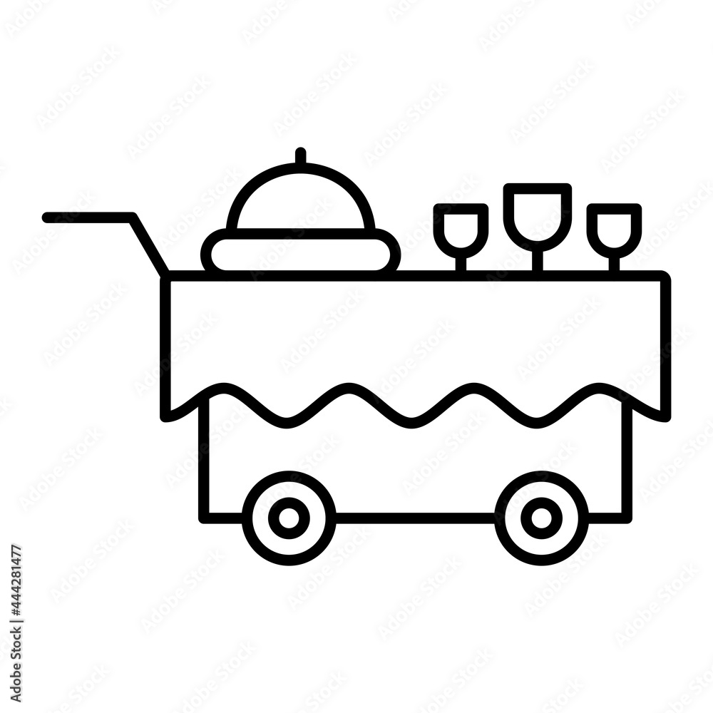 Vector Food Trolley Outline Icon Design Vector Food Trolley Outline Icon Design