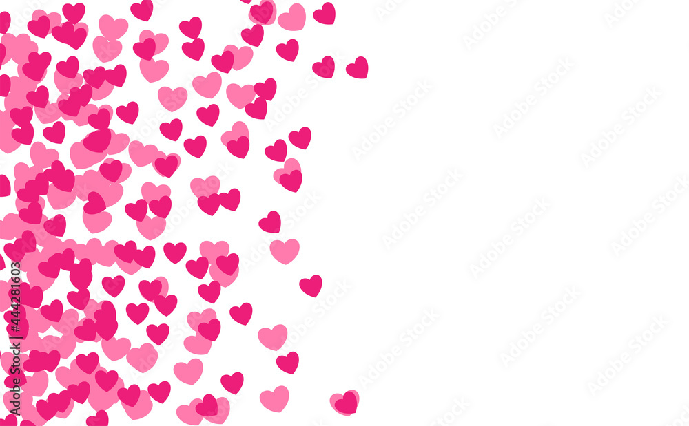 Pink heart on white background. Heart confetti pattern. Flying hearts. Template design for a wedding card, Poster, Greet. Vector Pink heart on white background. Heart confetti pattern. Flying hearts. Template design for a wedding card, Poster, Greet. Vector
