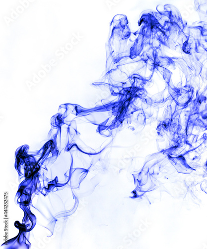 Blue smoke on a white background.