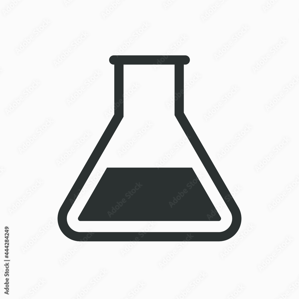 Chemical flask vector icon isolated on white background. Test tube pictogram. Chemical flask vector icon isolated on white background. Test tube pictogram.