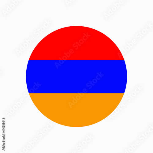 Round Armenian flag vector icon isolated on white background. The flag of Armenia in a circle.