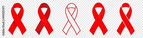 AIDS awareness ribbon set, Stop AIDS red ribbon icon set, Vector illustration