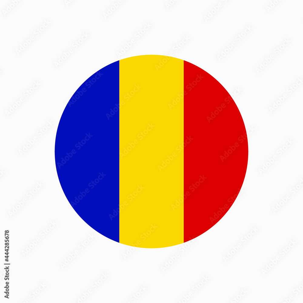 Round Romanian flag vector icon isolated on white background. The flag of Romania in a circle.