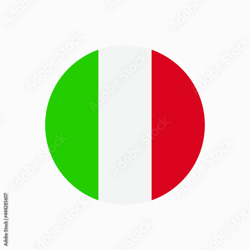Round Italian flag vector icon isolated on white background. The flag of Italy in a circle.