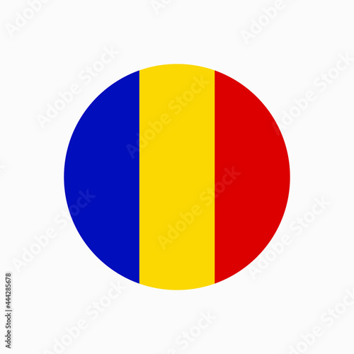 Round Romanian flag vector icon isolated on white background. The flag of Romania in a circle.