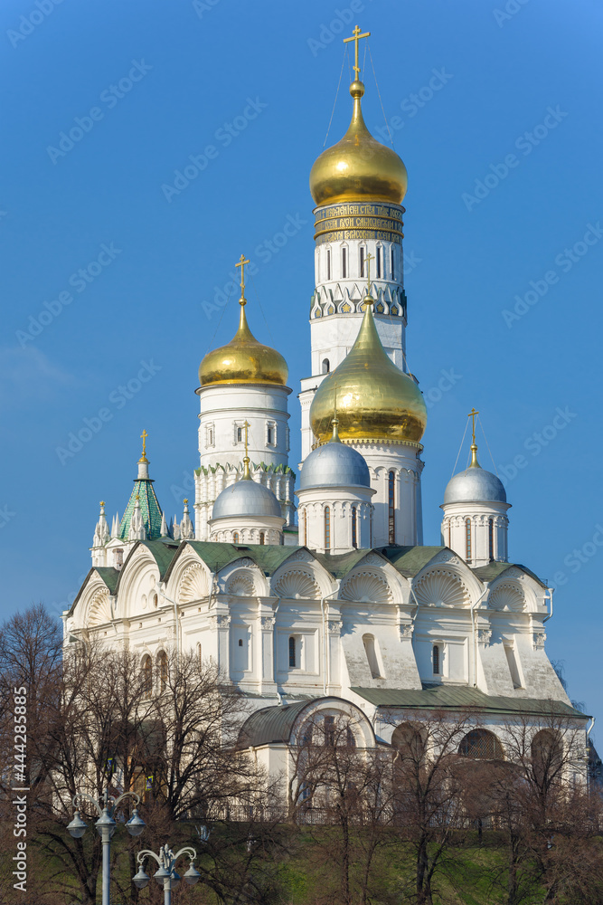 Archangel Cathedral and Ivan the Great Bell Tower in the Moscow Kremlin on a sunny April day Archangel Cathedral and Ivan the Great Bell Tower in the Moscow Kremlin on a sunny April day
