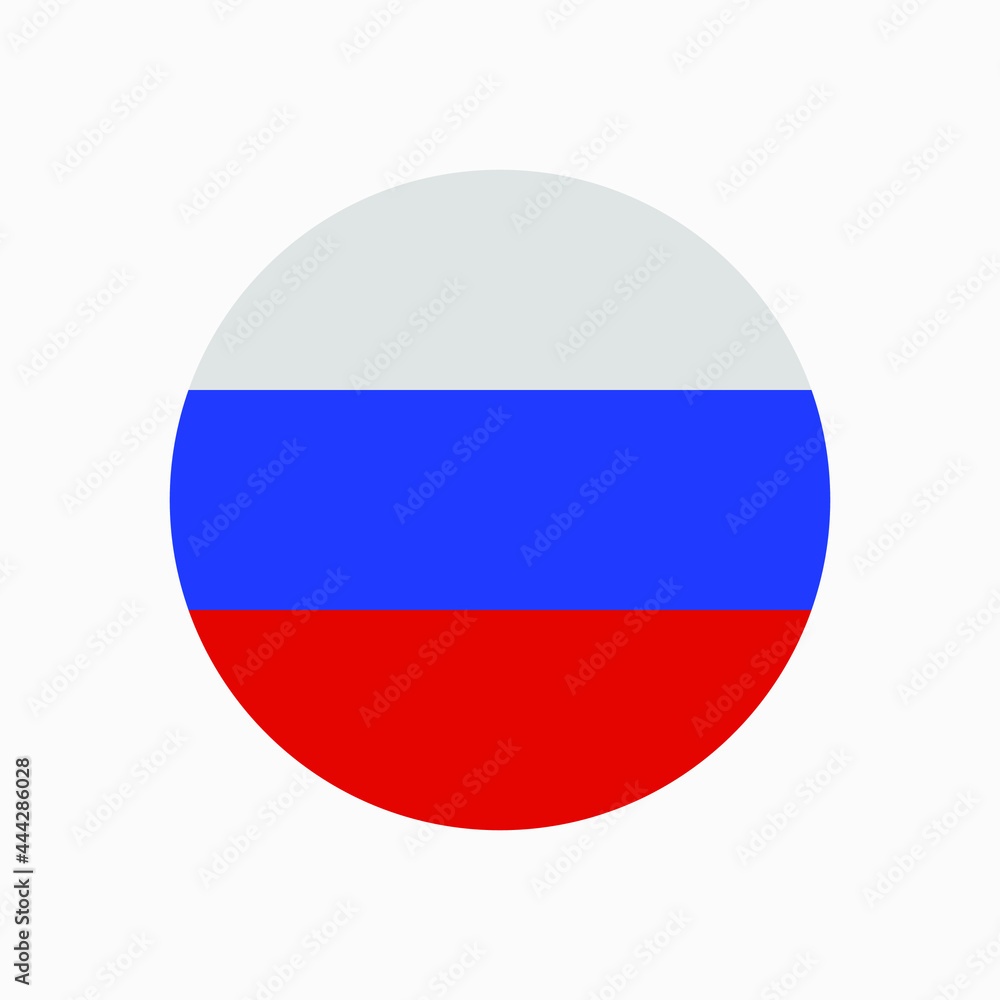 Round russian flag vector icon isolated on white background. The flag of Russia in a circle. Round russian flag vector icon isolated on white background. The flag of Russia in a circle.