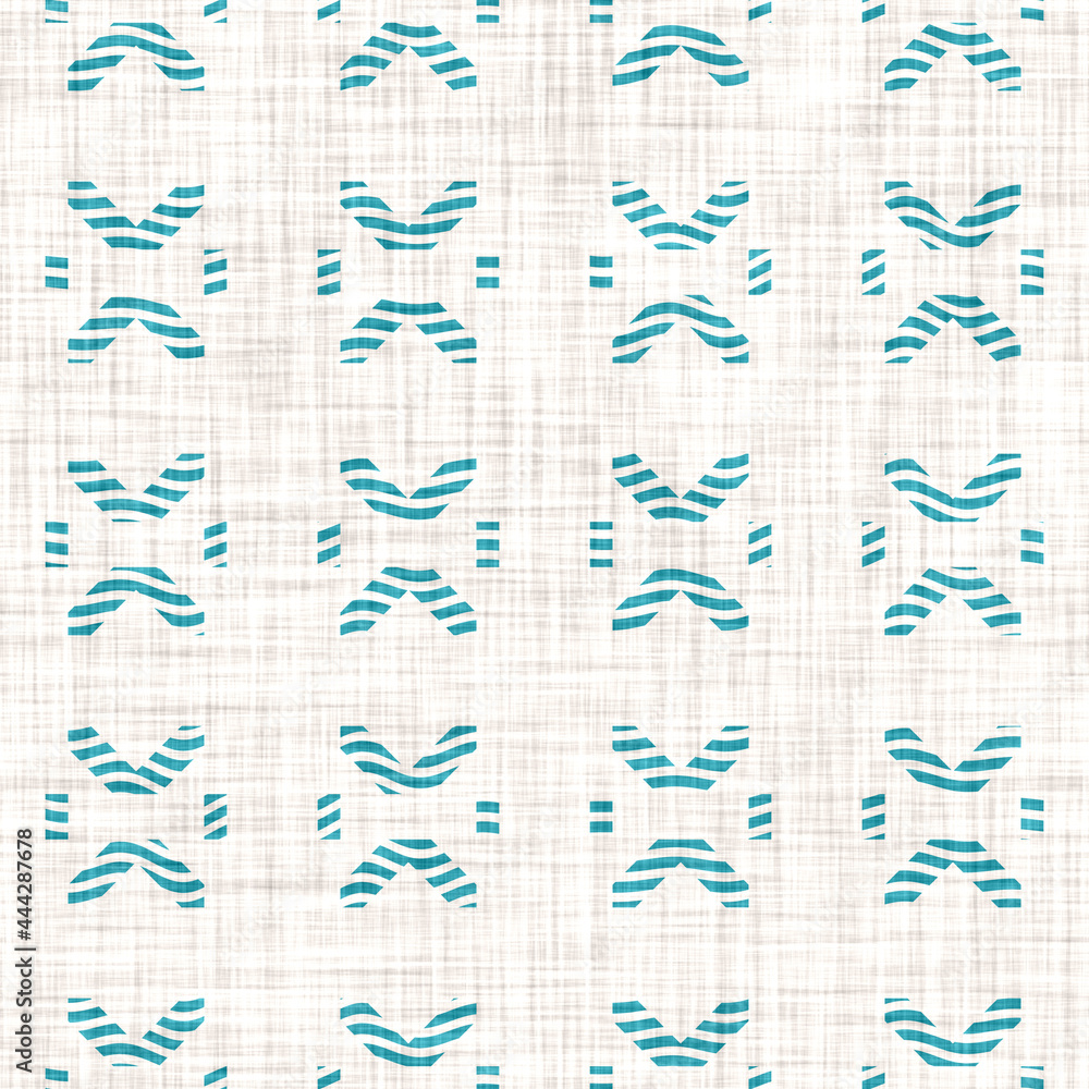 Aegean teal blue geometric marine texture background. Summer coastal farmhouse living style home decor. Broken geo shape linen material. Worn turquoise dyed beach textile seamless line pattern. Aegean teal blue geometric marine texture background. Summer coastal farmhouse living style home decor. Broken geo shape linen material. Worn turquoise dyed beach textile seamless line pattern.