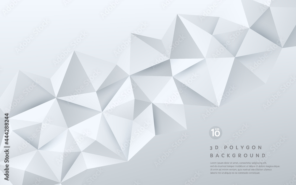 Abstract 3D gradient white and silver geometric polygonal pattern on white  background with copy space. You can use for cover, poster, banner web,  flyer, Landing page, Print ad. Vector EPS10 Stock Vector |