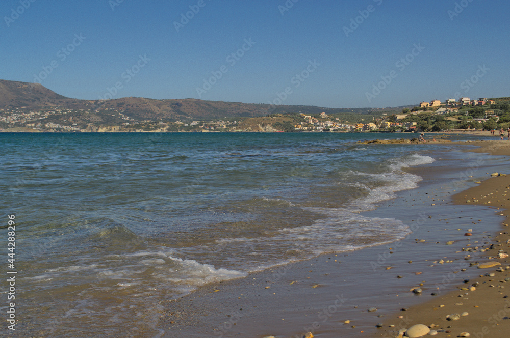The sandy coast of the Aegean Sea.