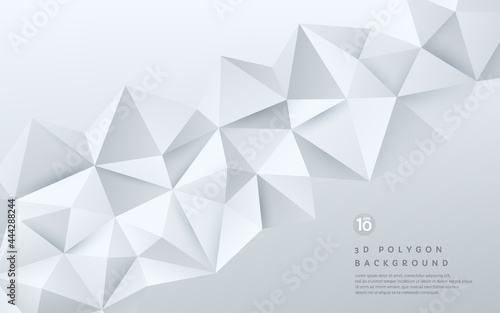 Abstract 3D gradient white and silver geometric polygonal pattern on white background with copy space. You can use for cover, poster, banner web, flyer, Landing page, Print ad. Vector EPS10