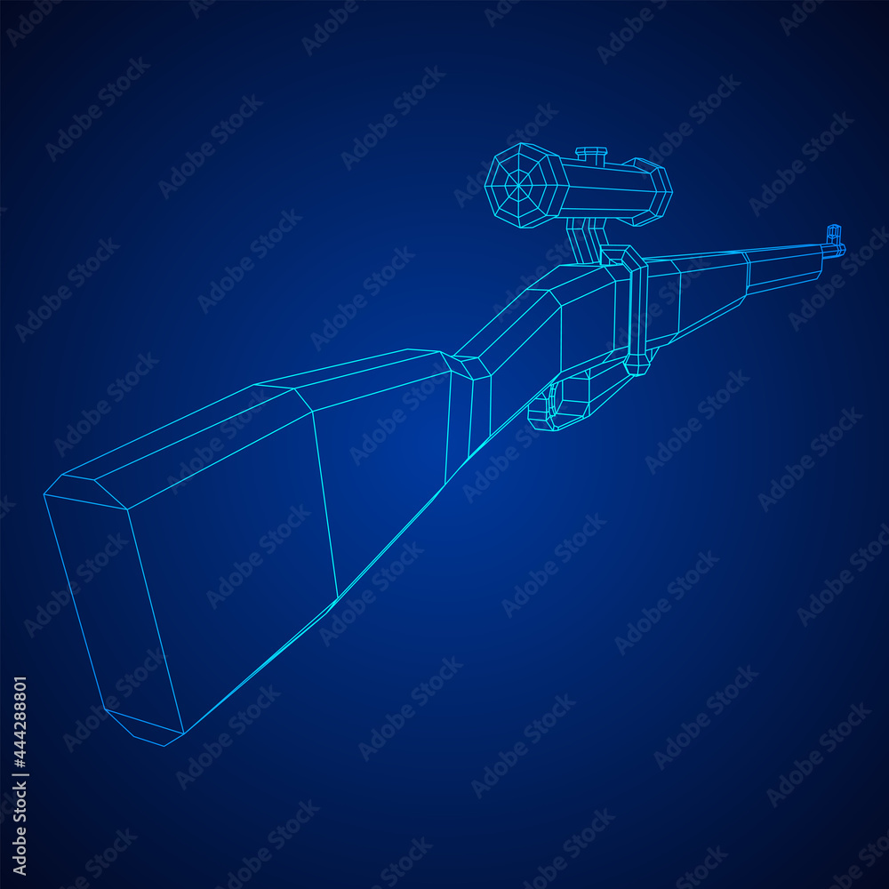Sniper bolt-action rifle mosin nagant. Wireframe low poly mesh vector illustration. Sniper bolt-action rifle mosin nagant. Wireframe low poly mesh vector illustration.