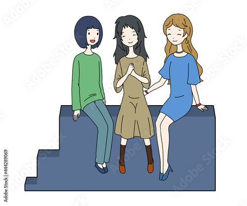 カラーの富裕層、中間層、貧困層の女性が平等になるコンセプトのイラスト