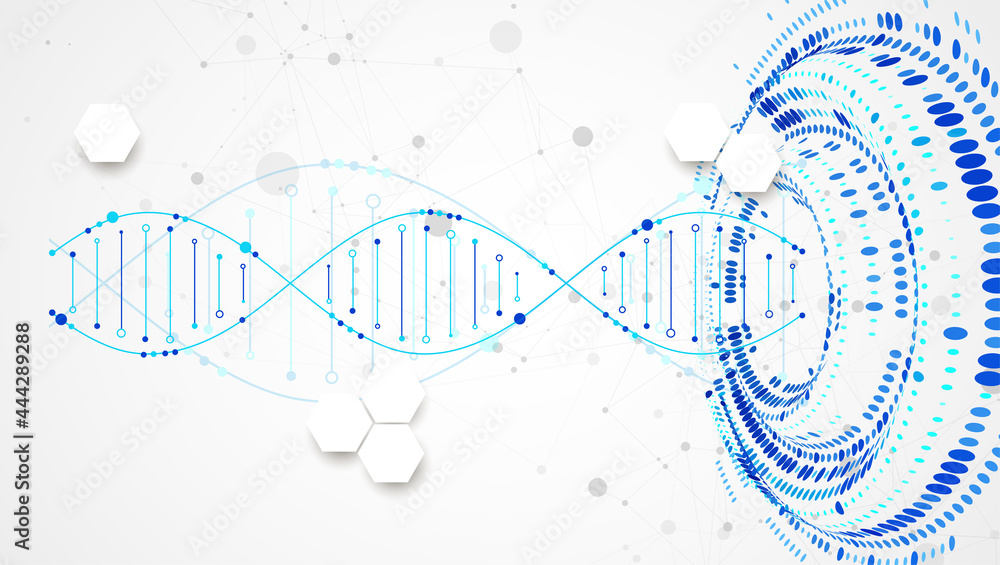 Obraz premium Halftone theme Vector. Science abstract background with connecting dots and lines.