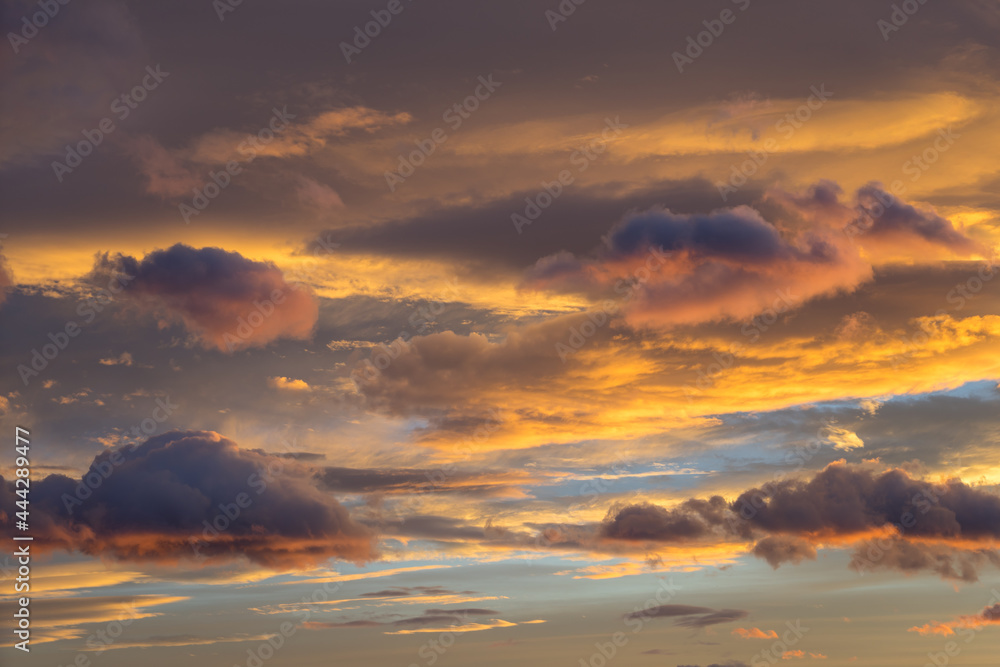 scenic sunset in Spain and colorful clouds abstract background
