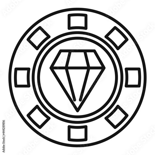 Diamond token icon outline vector. Badge quality