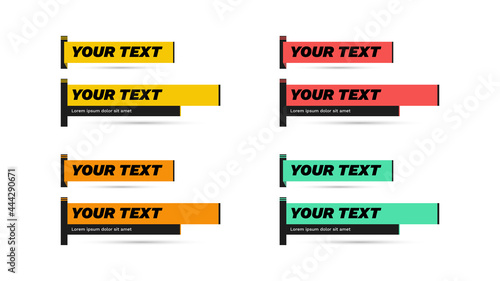 Vector video headline title or television news bar design template isolated on white background. Graphic set of Broadcast News Lower Thirds Banner for Television, Video and Media Channel