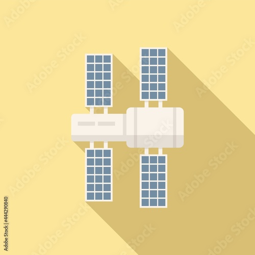 Space station icon flat vector. International satellite station