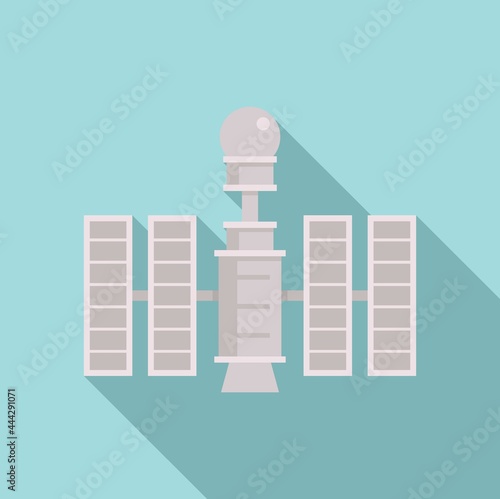 Robot space station icon flat vector. Astronaut spaceship