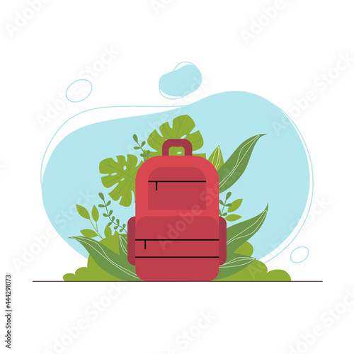 Backpack for School, Travel or Work with Leaf on Background