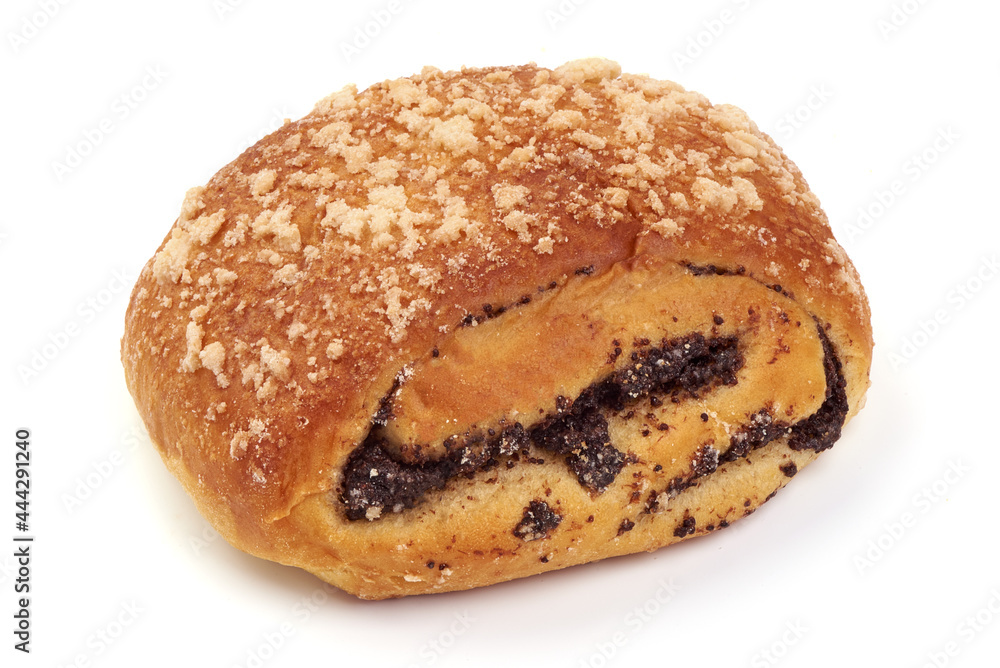 Sweet buns with poppy seeds, close-up, isolated on white background. Sweet buns with poppy seeds, close-up, isolated on white background.