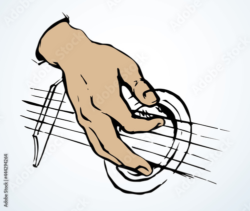 Принти на полотні Man playing on guitar. Vector drawing