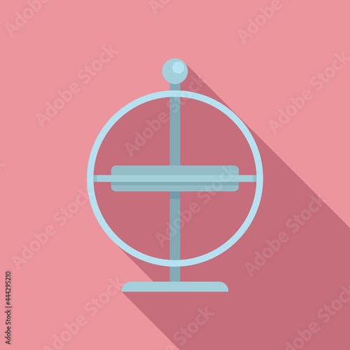 Physics gyroscope icon flat vector. Momentum accelerometer