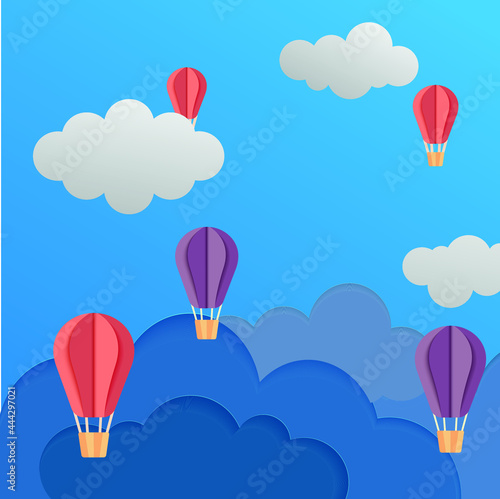 New Year design card for kids.Vector illustration. Paper cut and craft style.