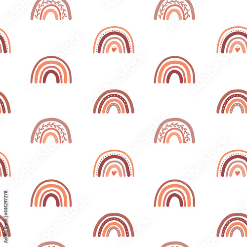 Boho rainbow seamless pattern. Good for banner, poster, flyer, greeting card, web design, print design. Vector illustration.