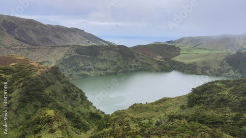 Aerial view on Flores Island in the Azores photo