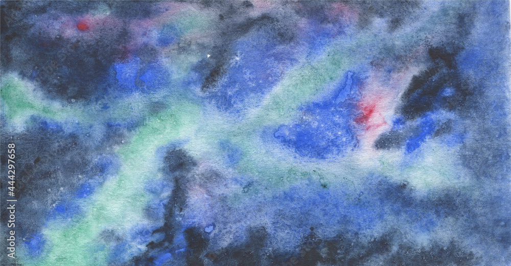 Naklejka premium Watercolor background abstract blue, turquoise, purple, green, sandy, emerald, Watercolor spots sea, sky.