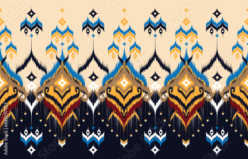 Ikat geometric folklore ornament. Tribal ethnic vector texture. 
Seamless striped pattern in Aztec style. Figure tribal embroidery. 
Indian, Scandinavian, Gypsy, Mexican, folk pattern.