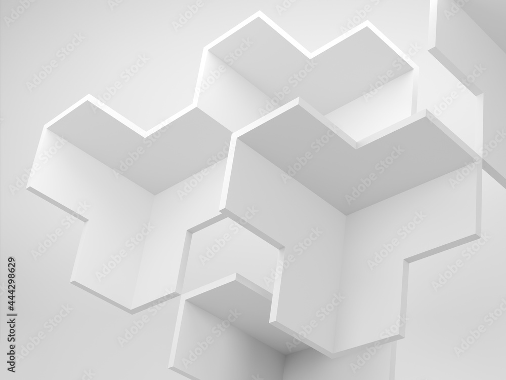 Abstract white digital installation. Geometric 3d art Abstract white digital installation. Geometric 3d art