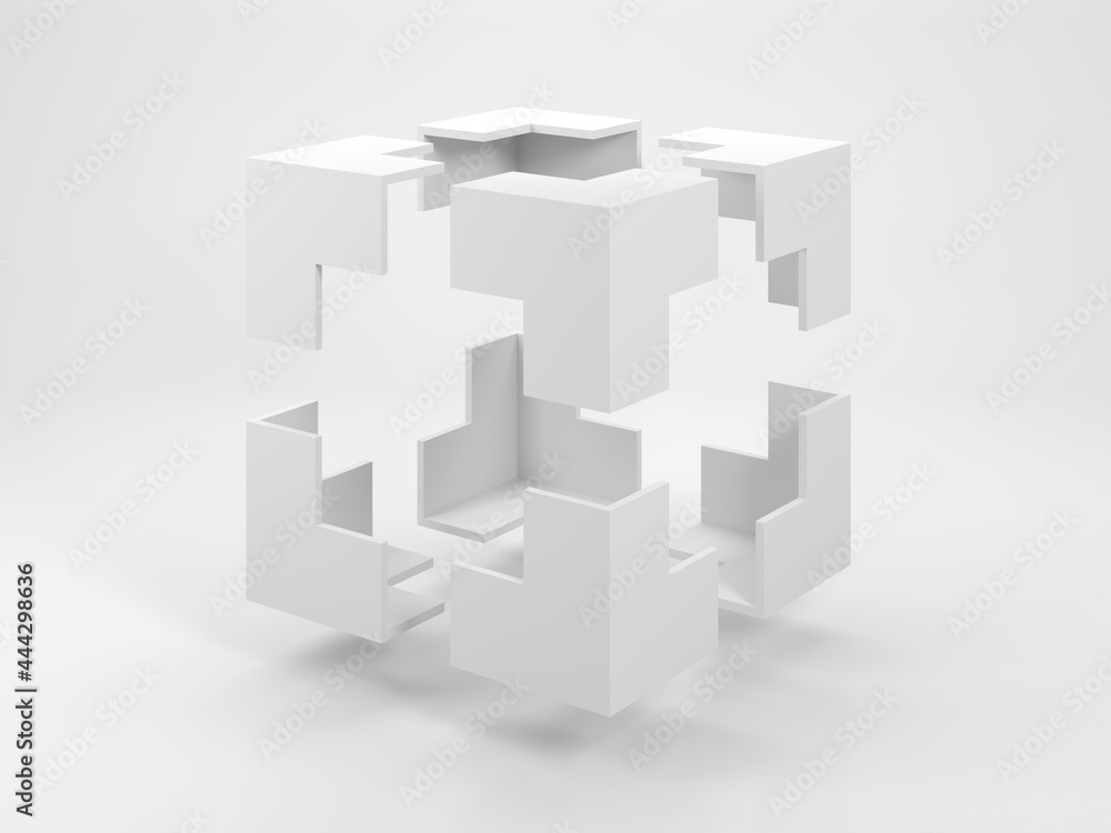 Fototapeta premium Abstract white 3d object, an empty bounding box