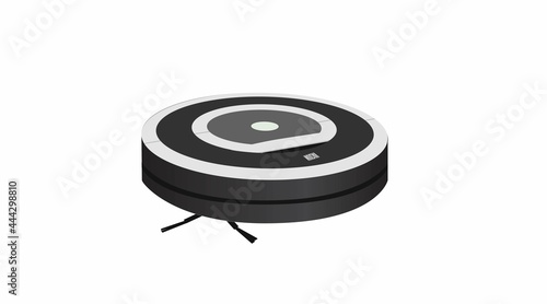 Vacuum robot. Vector isolated flat editable illustration of a vacuum robot