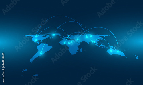 World map connection background. Map vector design. Technology communication connecting.