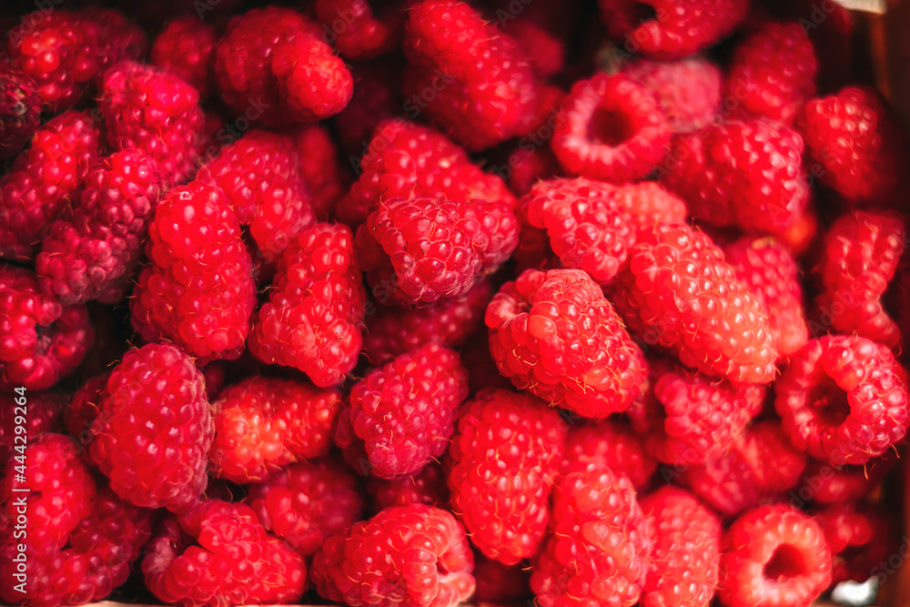 Close up texture background of raspberry berries Close up texture background of raspberry berries