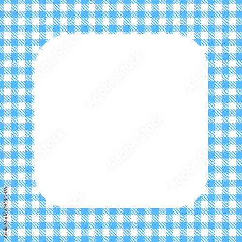 水色チェックの背景に白の角丸フレーム－シェパードチェック－小弁慶格子
