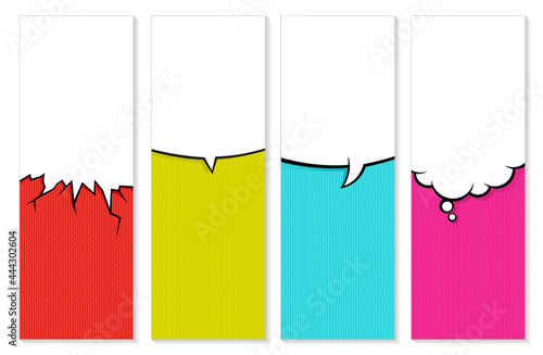 Vector colorful background in pop art retro comic style. Vector trendy editable set of templates for social media networks stories. Modern design backgrounds for flyers, cards, posters