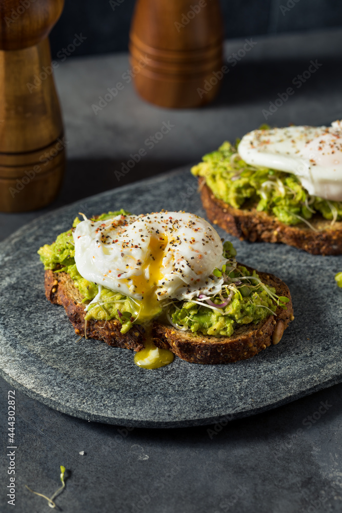 Homemade Healthy Avocado Toast with Poached Egg